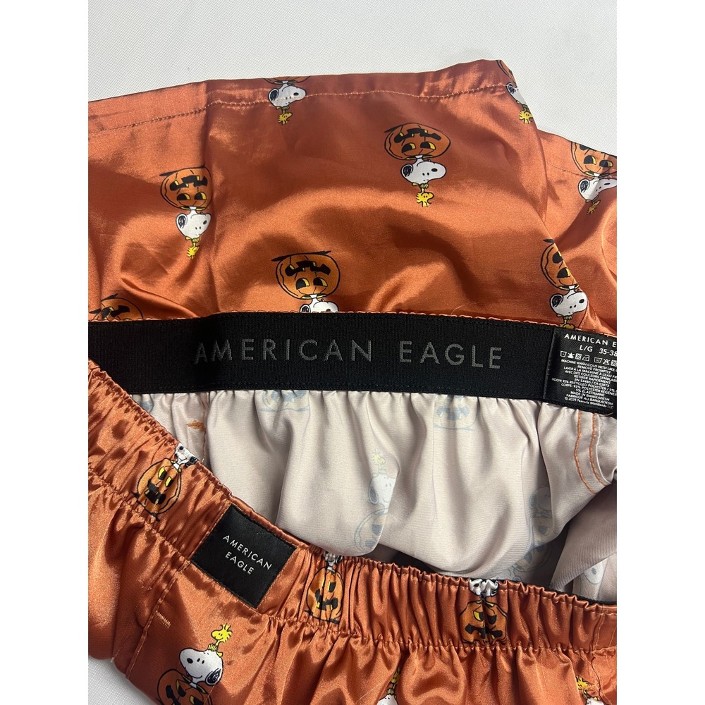 American Eagle Peanuts Snoopy Fall 2024 Satin Shorts M Halloween Pumpkins - Picture 10 of 11